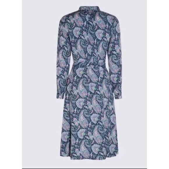 NWT A.P.C. Dress Women's Blue Paisley Print Belted Shirtdress Size 40 Medium - Picture 5 of 12